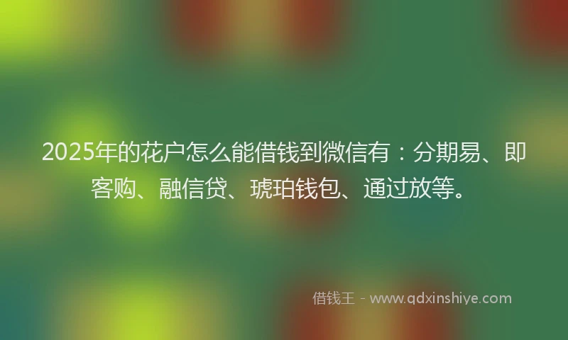2025年的花户怎么能借钱到微信有：分期易、即客购、融信贷、琥珀钱包、通过放等。