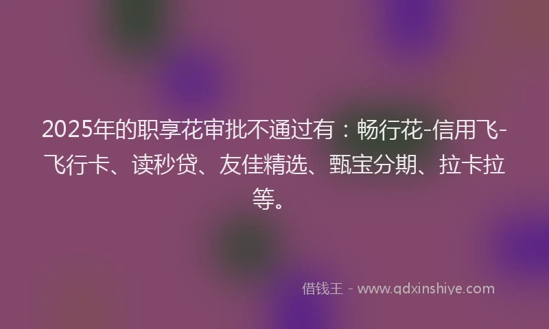 2025年的职享花审批不通过有：畅行花-信用飞-飞行卡、读秒贷、友佳精选、甄宝分期、拉卡拉等。
