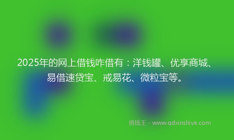 2025年的网上借钱咋借有：洋钱罐、优享商城、易借速贷宝、戒易花、微粒宝等。
