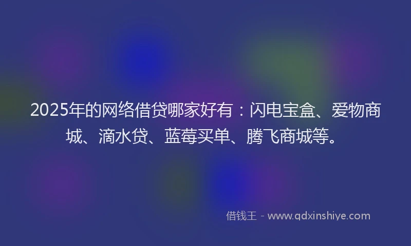 2025年的网络借贷哪家好有：闪电宝盒、爱物商城、滴水贷、蓝莓买单、腾飞商城等。