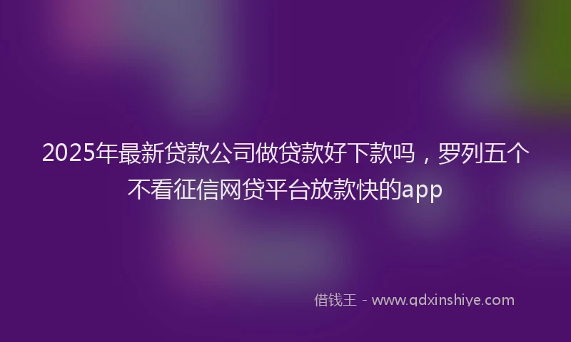 2025年最新贷款公司做贷款好下款吗，罗列五个不看征信网贷平台放款快的app