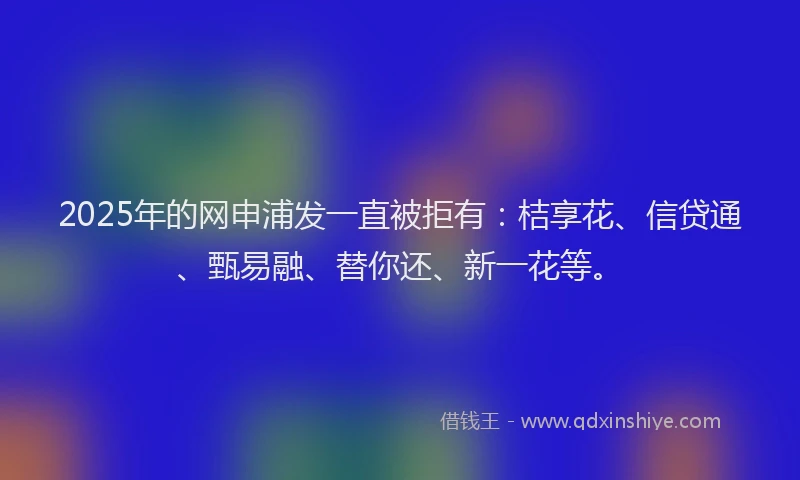 2025年的网申浦发一直被拒有：桔享花、信贷通、甄易融、替你还、新一花等。