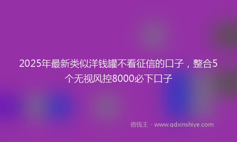 2025年最新类似洋钱罐不看征信的口子，整合5个无视风控8000必下口子