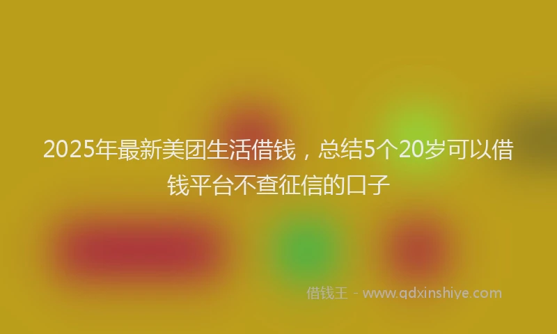 2025年最新美团生活借钱，总结5个20岁可以借钱平台不查征信的口子