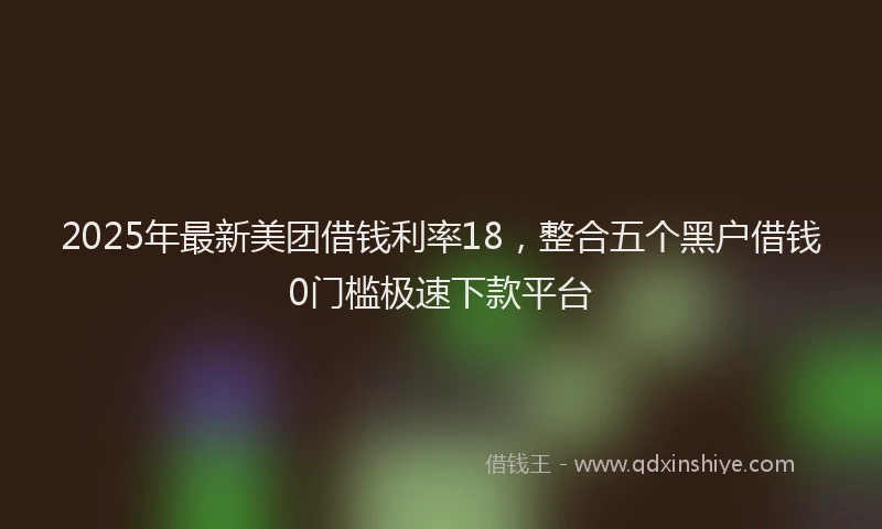2025年最新美团借钱利率18，整合五个黑户借钱0门槛极速下款平台