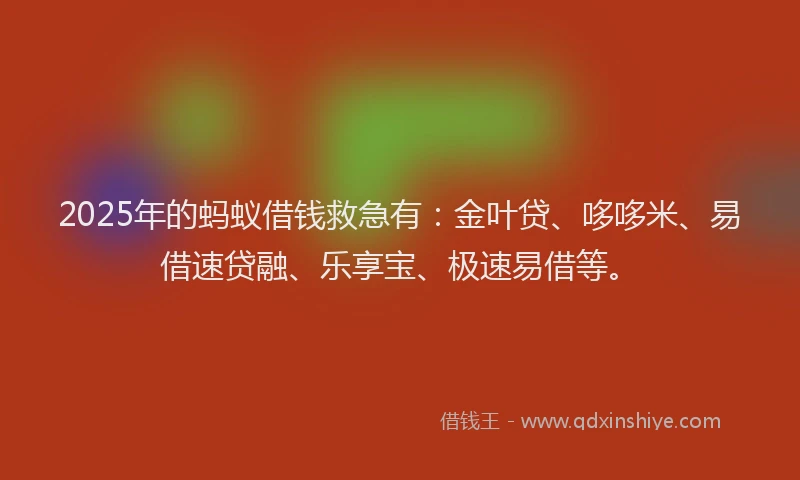 2025年的蚂蚁借钱救急有：金叶贷、哆哆米、易借速贷融、乐享宝、极速易借等。