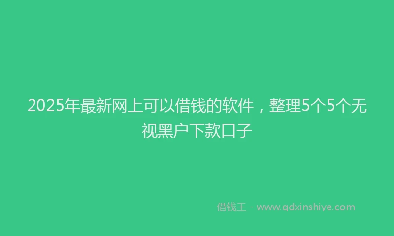2025年最新网上可以借钱的软件，整理5个5个无视黑户下款口子