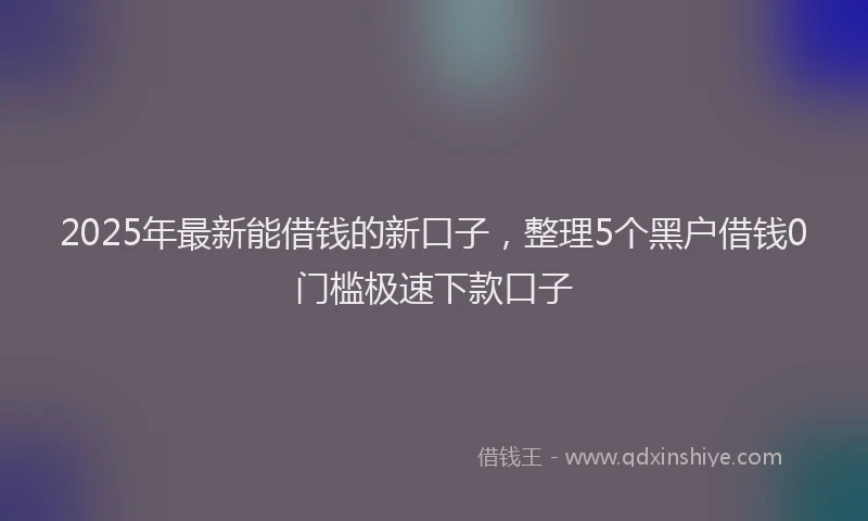 2025年最新能借钱的新口子，整理5个黑户借钱0门槛极速下款口子