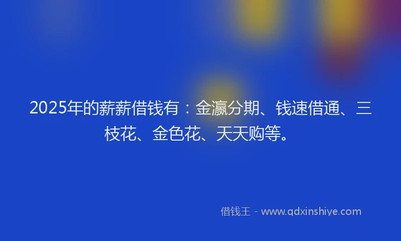 2025年的薪薪借钱有：金瀛分期、钱速借通、三枝花、金色花、天天购等。