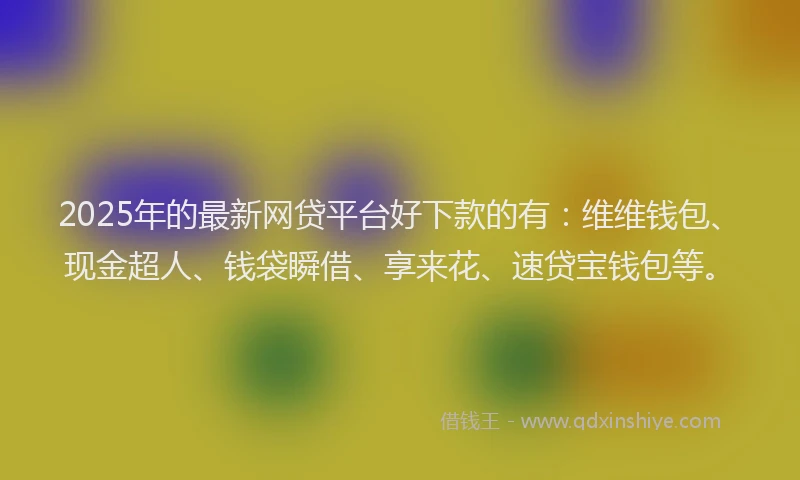 2025年的最新网贷平台好下款的有：维维钱包、现金超人、钱袋瞬借、享来花、速贷宝钱包等。
