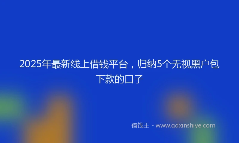 2025年最新线上借钱平台，归纳5个无视黑户包下款的口子