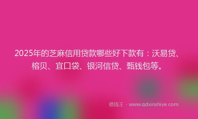 2025年的芝麻信用贷款哪些好下款有：沃易贷、榕贝、宜口袋、银河信贷、甄钱包等。