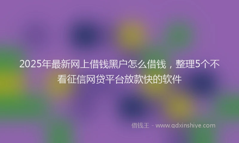 2025年最新网上借钱黑户怎么借钱，整理5个不看征信网贷平台放款快的软件
