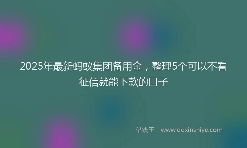 2025年最新蚂蚁集团备用金，整理5个可以不看征信就能下款的口子
