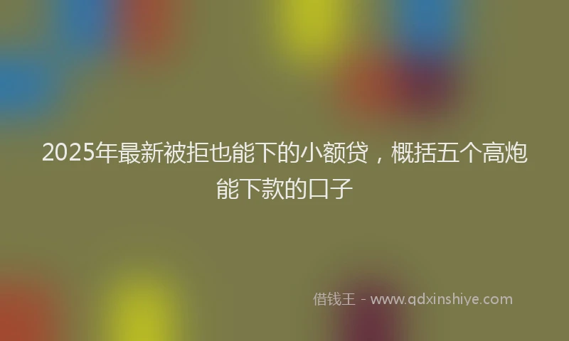 2025年最新被拒也能下的小额贷，概括五个高炮能下款的口子