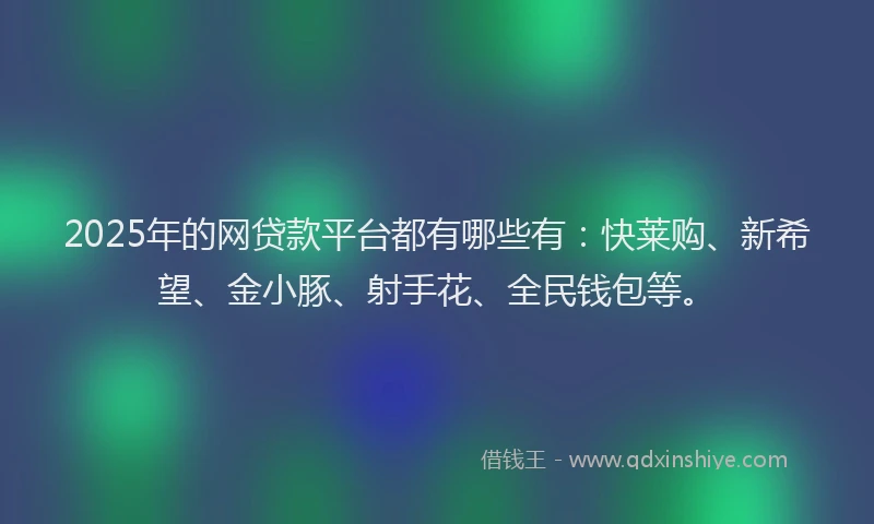 2025年的网贷款平台都有哪些有：快莱购、新希望、金小豚、射手花、全民钱包等。