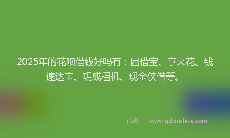 2025年的花呗借钱好吗有：团借宝、享来花、钱速达宝、玥成租机、现金侠借等。