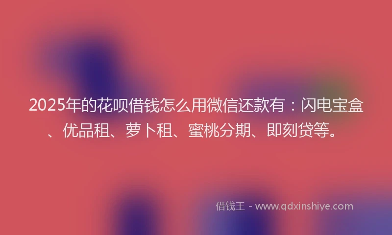 2025年的花呗借钱怎么用微信还款有：闪电宝盒、优品租、萝卜租、蜜桃分期、即刻贷等。
