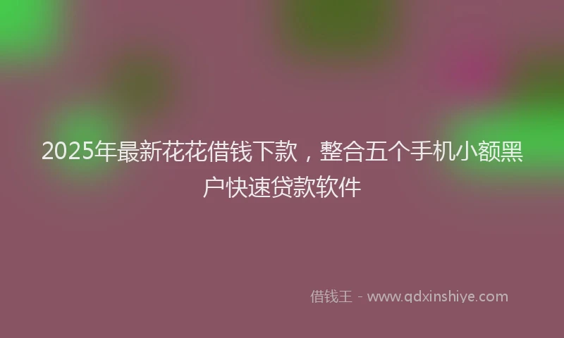 2025年最新花花借钱下款，整合五个手机小额黑户快速贷款软件