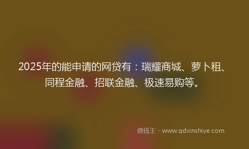 2025年的能申请的网贷有：瑞耀商城、萝卜租、同程金融、招联金融、极速易购等。