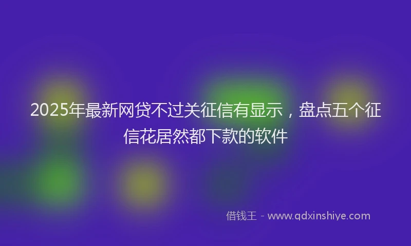 2025年最新网贷不过关征信有显示，盘点五个征信花居然都下款的软件