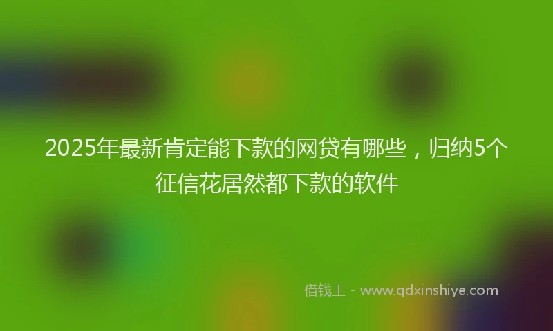 2025年最新肯定能下款的网贷有哪些，归纳5个征信花居然都下款的软件