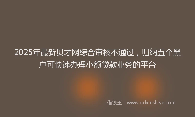 2025年最新贝才网综合审核不通过，归纳五个黑户可快速办理小额贷款业务的平台