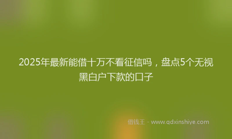 2025年最新能借十万不看征信吗，盘点5个无视黑白户下款的口子