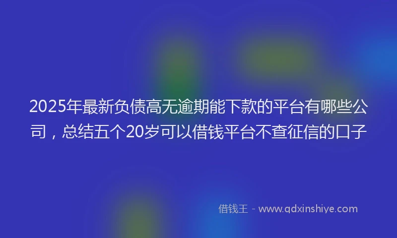 2025年最新负债高无逾期能下款的平台有哪些公司，总结五个20岁可以借钱平台不查征信的口子