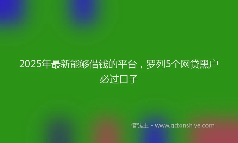 2025年最新能够借钱的平台，罗列5个网贷黑户必过口子