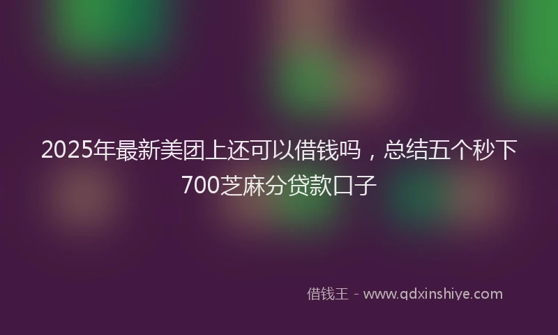 2025年最新美团上还可以借钱吗，总结五个秒下700芝麻分贷款口子
