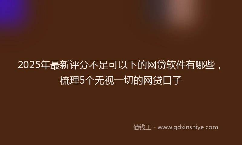 2025年最新评分不足可以下的网贷软件有哪些，梳理5个无视一切的网贷口子