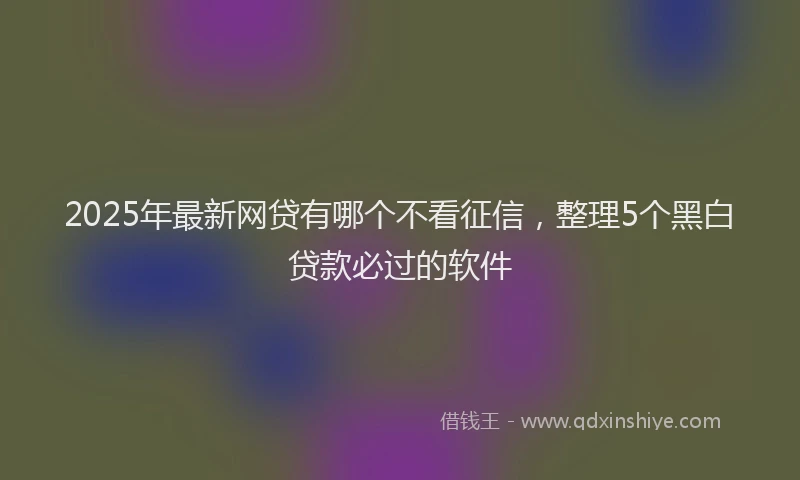 2025年最新网贷有哪个不看征信，整理5个黑白贷款必过的软件
