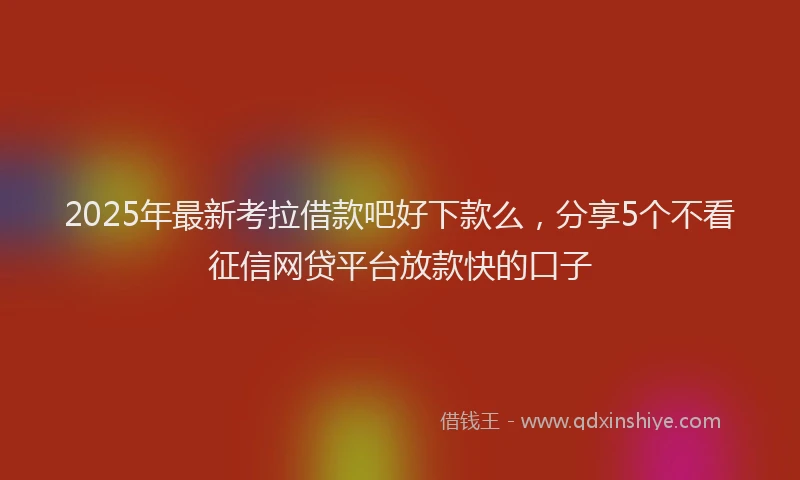 2025年最新考拉借款吧好下款么，分享5个不看征信网贷平台放款快的口子