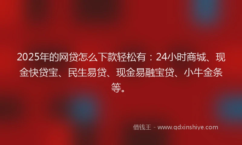 2025年的网贷怎么下款轻松有：24小时商城、现金快贷宝、民生易贷、现金易融宝贷、小牛金条等。