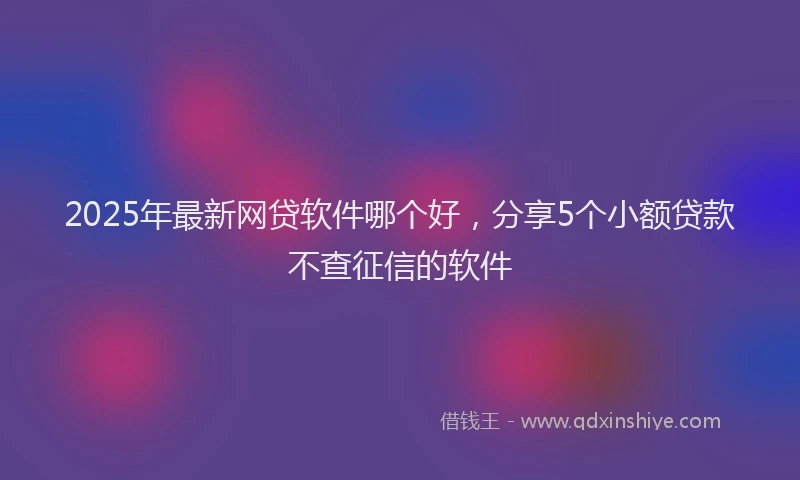 2025年最新网贷软件哪个好，分享5个小额贷款不查征信的软件