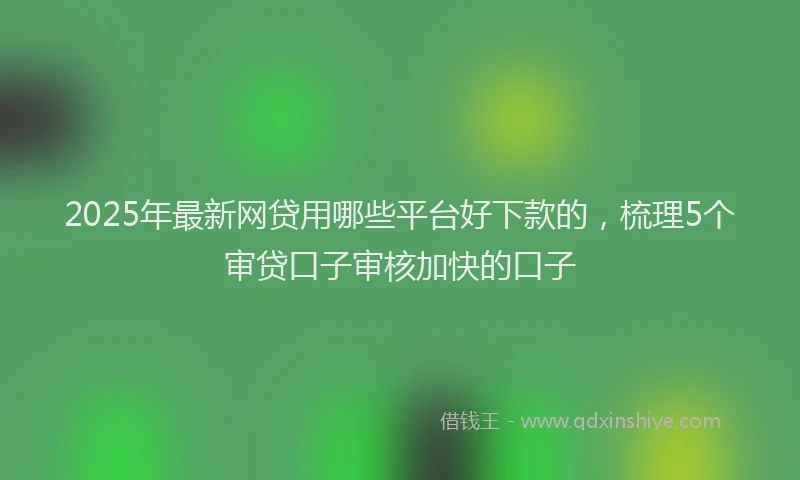 2025年最新网贷用哪些平台好下款的，梳理5个审贷口子审核加快的口子