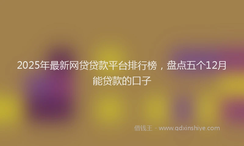 2025年最新网贷贷款平台排行榜，盘点五个12月能贷款的口子