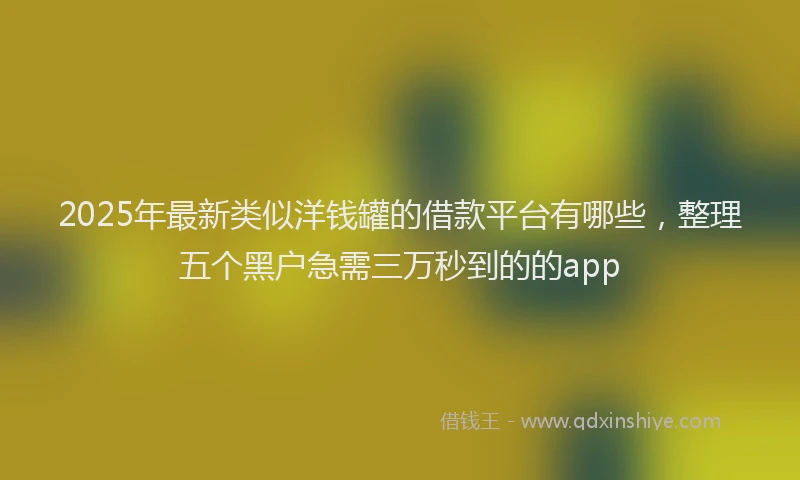 2025年最新类似洋钱罐的借款平台有哪些，整理五个黑户急需三万秒到的的app