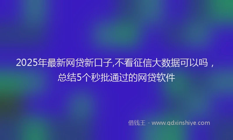 2025年最新网贷新口子,不看征信大数据可以吗，总结5个秒批通过的网贷软件