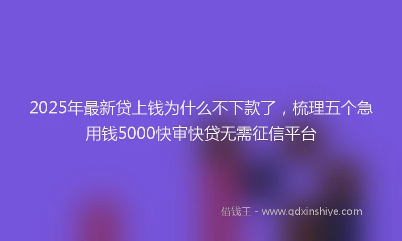 2025年最新贷上钱为什么不下款了，梳理五个急用钱5000快审快贷无需征信平台