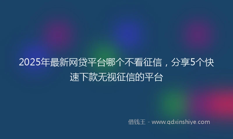 2025年最新网贷平台哪个不看征信，分享5个快速下款无视征信的平台