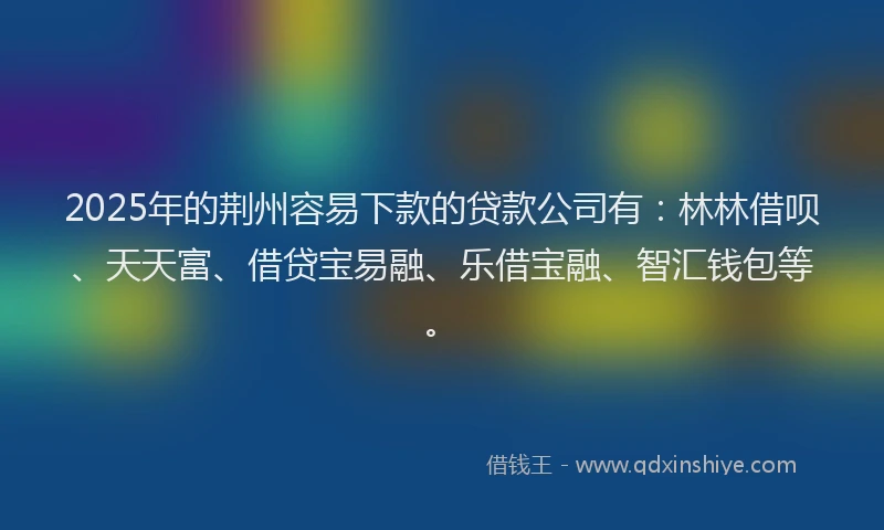 2025年的荆州容易下款的贷款公司有：林林借呗、天天富、借贷宝易融、乐借宝融、智汇钱包等。