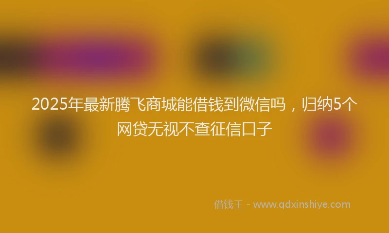 2025年最新腾飞商城能借钱到微信吗，归纳5个网贷无视不查征信口子
