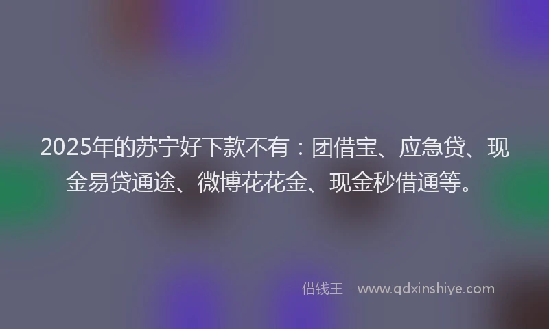 2025年的苏宁好下款不有：团借宝、应急贷、现金易贷通途、微博花花金、现金秒借通等。
