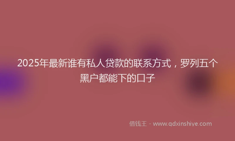 2025年最新谁有私人贷款的联系方式，罗列五个黑户都能下的口子