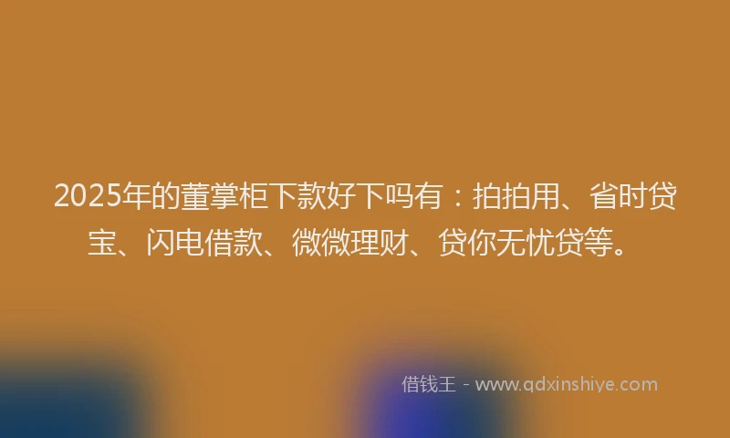 2025年的董掌柜下款好下吗有：拍拍用、省时贷宝、闪电借款、微微理财、贷你无忧贷等。