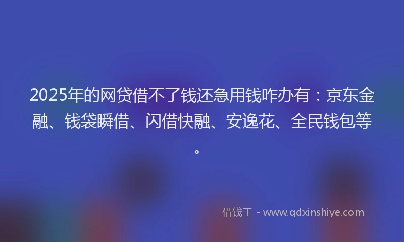 2025年的网贷借不了钱还急用钱咋办有：京东金融、钱袋瞬借、闪借快融、安逸花、全民钱包等。