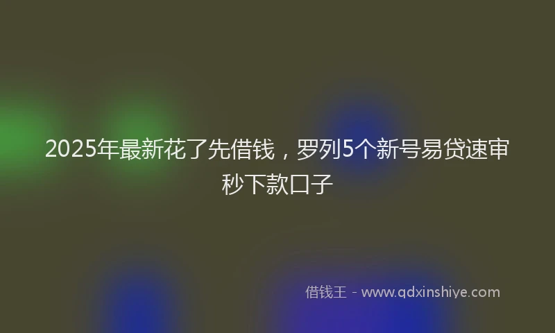 2025年最新花了先借钱,罗列5个新号易贷速审秒下款口子
