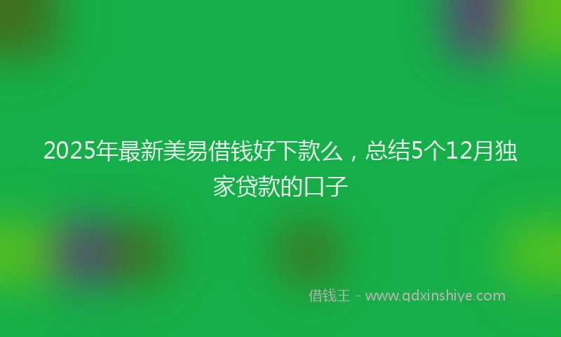 2025年最新美易借钱好下款么，总结5个12月独家贷款的口子